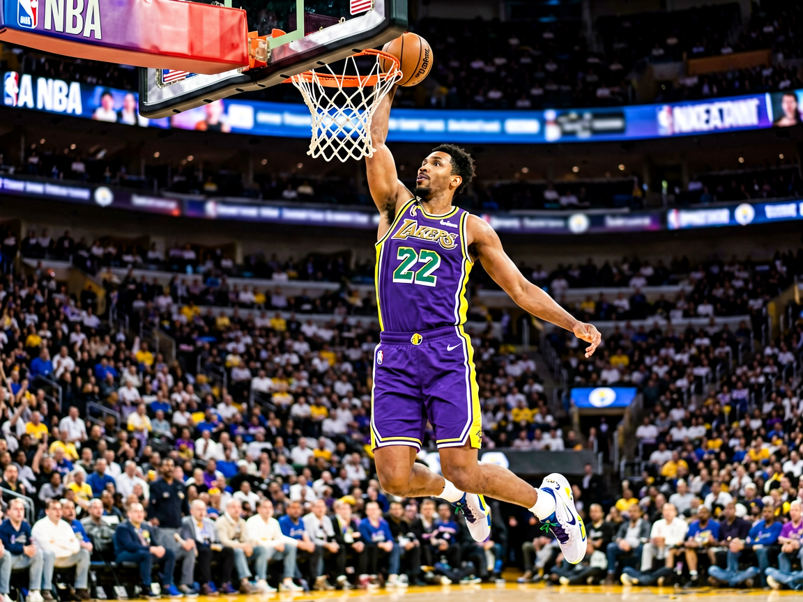 NBA比赛中球员空中扣篮的精彩瞬间